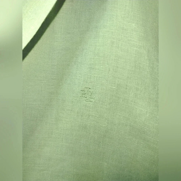 Lauren Ralph Lauren Blouse Set Green size Medium Linen Lightweight‎ Vacation - Picture 5 of 10